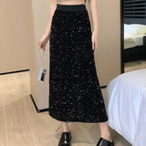Fongt Micro-Fat Mm2025 Spring New High-Waisted Bright Split-Dress Woman This Year's Popular A-Word Long Skirt