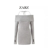 Fongt Homemade New Women's Classic Fashion Branded Collared Knitted Sweater Skirt
