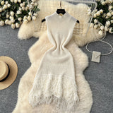 Fongt Design Sleeveless Knitted Dress Women's Summer Hair-Throw Slimming Pure Hot Girl Short Skirt