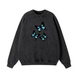 Fongt Autumn And Winter New Pure Cotton Water Wash Old Sweater Women In Batik Retro Print Top Lady