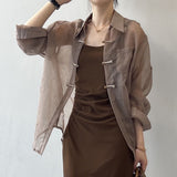 Fongt Year's Popular New Chinese Style Buckle National Style Shirt Women 2025 New Summer Thin Outside The Sunscreen Cardigan Top