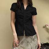 Fongt Desire Girl Casual Wind White Jacket 2023 Summer Design Sense After The Strap Show Thin Basic Shirt Women-Outfit
