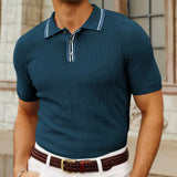 Fongt Men's Summer Short Sleeve Men's Knits Ice Shuang Silk Weaving Business Polo
