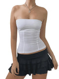 Paneled Solid Color Bandeau Top-Outfit