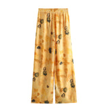 Spring Satin Printed Shirt 8241035 Casual Pants 8241035-Outfit