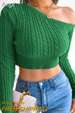Sweater Women One Shoulder Pullover Cut Out Long Sleeve Sweaters Fall Winter Clothes Jumper Female Streetwear Knitted