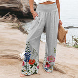 Fongt Women's Four-Sided Bullet-Print Trousers High-Waisted Straight-In-Bag Casual Broad-Legged Trousers