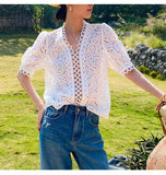 Fongt Spring And Summer Cotton Embroidery French White Shirt Women Long Sleeve Design Shirt Women Shenzhen Oil Women's