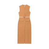 Fongt New With Belt Cuffless Sleeveless Fande Dress 3897054