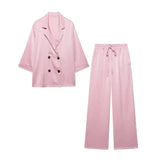 Fongt New Wrinkled Effect Blazer Loose Casual Trousers 4387130 4387030