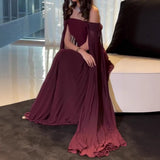 Fongt Summer New Women's First-Word Collar Mesh Spliced Elegant Dress