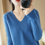 Fongt Out Makes Bottom Unlined Upper Garment Female Autumn Dong New Style Sweater Inside Jacket Long Sleeve Sets Foreign Style Slim V Gets Sweater Female-Outfit