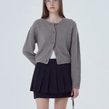 Fongt New Knitwear Women's Long-Sleeved Round-Neck Button Solid Color Sweater Knitted Cardigan Top Women