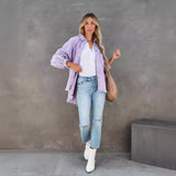 Fongt Women's Summer New Casual Do Old Casss Hole Loose Cowboy Coat Girl