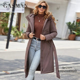 Winter Down Jacket Women Warm Long Classic zipper Lacing Design Pocket Hooded Slim Parkas Female Coat