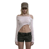 Fongt Summer New Women's Clothing Sexy Pure Hot Babes Wind Inclined Irregular Design Short-Term Open-Enavel Top