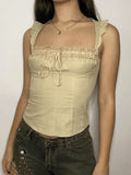 Flutter Sleeve Lace Up Corset Top-Outfit