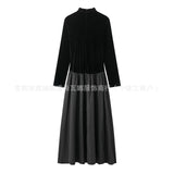 Fongt Women's Explosive Temperament Fashion To Receive Waists Thin Hepburn Style Small Black Dress Dress