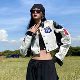 Bomber Woman Varsity Jacket 2022 winter PU Leather Jackets Racing Clothing American Baseball Jacket Bombers Coat