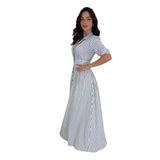 Fongt New Fashion Stripe Print Elegant Wind Temperament Shirt Dress-Outfit