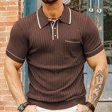 Fongt Men's New Summer Knits Clip Short Sleeve Business Polo Shirt Men's