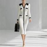 Fongt And Winter High-End Fashion Single-Dcupuncture Knitted Dress Long Bumpy Dress