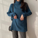Fongt New Fall / Winter 2023 Retro Lazy Wind Coat With A Long-Sleeved Knit Bottom Turtleneck-Outfit