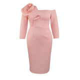 Fongt One-Shoulder Sexy Three-Dimensional Floral Dress Dress Elegant Body-Supling Party Dress Dresses