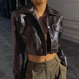 Fongt 2023 Hot Style Women's Sexy Crop Hot Girl Motorcycle Suit Single Breasted Jacket