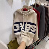 Hoodie Sweater Women's Coat 2024 Autumn And Winter New Lazy Korean Version Of Loose Letter Hooded Sweater-Outfit
