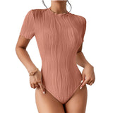 Fongt Spring/Summer OZON Women's Short Sleeve Corrugated Bodycoat Sexy Blouse