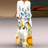 V-neck Long Sleeve Ankle-Length Vintage