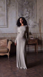 Fongt Autumn New Women's Round Collar Design Feeling Wrinkled Waist Dress