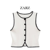 Fongt Homemade New Women's Oceanic Smozy Claming Embroidered Knitted Vest 5536104