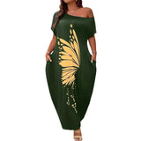 Fongt Women's Explosive Casual Dress Temperament Commuter Digital Print Dress