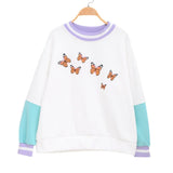 Clothes Hoodies Sweatshirt Young Girls Cute Butterfly Loose Autunm Tops Women Long Sleeve Warm Fleece Pullover White