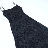 Dark Wind Sexual Personality Cross Flocking Suspenders Dress 2023 New Slim Bag Hip Skirt-Outfit