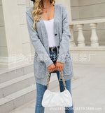 Fongt Long Coat Women's Long Dress Long Female Solid Color Mah-Button Cardigan Long-Sleeved British Style