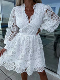 Fongt New Sexy Hollow Water-Soluble Lace Lace Temperament Commuter Dress