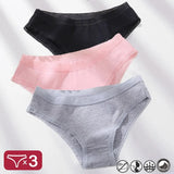 3PCS Women's Cotton Briefs Lace Ventilation Underwear Women Sexy Women's Panties Female Underpants Solid Color