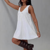 Fongt New Spring And Summer Sexy Lace Spliced Bow Vest Doll Dress