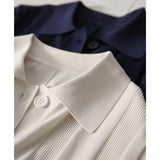 Fongt High-End Simple Style Polo Shirt Female Summer Temperament Wearing Knitted Short-Sleeved Open-Sleeve Ice