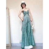 Fongt Tourism Wear Beautiful Small Suit Seaside Vacation Silk Slings Wide Leg Pants Two
