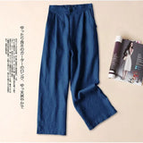 Fongt New Wide-Legged Trousers Women's Summer Nine-Point Trousers Straight Slacks Loose Large Cotton Trousers Women's Casual