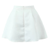 Solid Bow High Waist Mini Skirt With Lining-Outfit