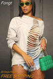 Hollow Out Fringed Grunge Pullovers Women Long Sleeve Casual Coats 2023 Spring Fall Punk Hip Hop Y2K