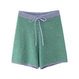 Fongt Summer New Women's Loose Knit POLO Shirt Top High Waist Shorts