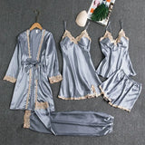 Fongt Pajamas With Thoracic Silk Sexy Slings Gold Five-Piece Set Of Pajamas Thin