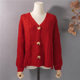 New 2021 Winter Spring Women's Sweaters V-Neck Buttons Cardigans Oversize Fashionable Korean Ladies Knitwears