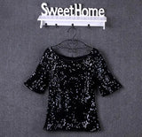 Loose Off Shoulder Sequin Glitter
